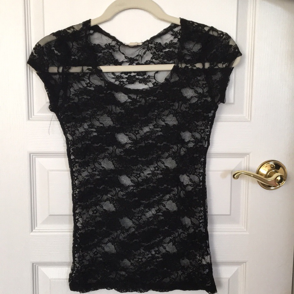 black lace shirt